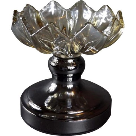 Kryształowy świecznik z chromowaną podstawą 16x16 cm