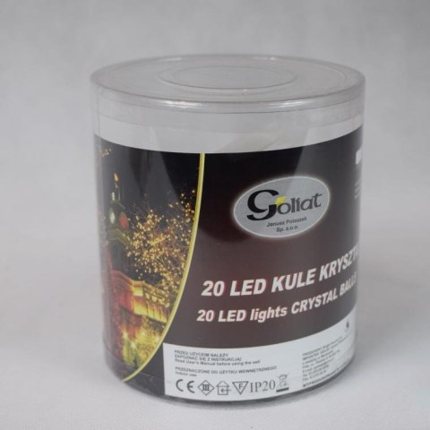 Lampa ozdobna Srebrne Gwiazdki z 20 białymi diodami LED zasilanymi bateriami AA