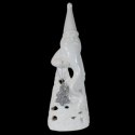Lampion Ceramiczny Mikołaj z Choinką na Tealighta, 23.5 cm, Biały