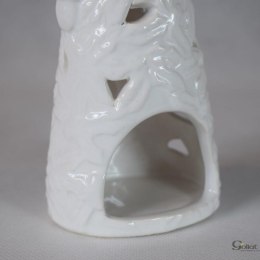 Lampion Ceramiczny Mikołaj z Choinką na Tealighta, 23.5 cm, Biały