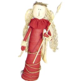 Mały Aniołek z Gwiazdą - Bordowo-Beżowy, Wykonany z Papieru, Płótna i Sznurka