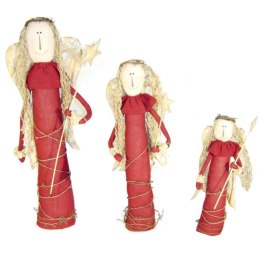 Mały Aniołek z Gwiazdą - Bordowo-Beżowy, Wykonany z Papieru, Płótna i Sznurka