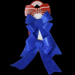 Niebieskie Brokatowe Kokardy - komplet 2 sztuk, 22 x 13 cm