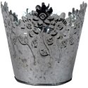 Ocynkowany Doniczka Dekoracyjna z Motywem Kwiatowym