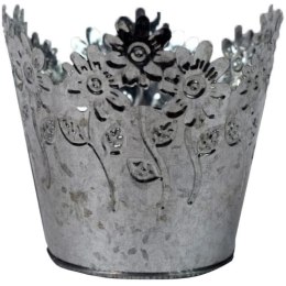 Ocynkowany Doniczka Dekoracyjna z Motywem Kwiatowym