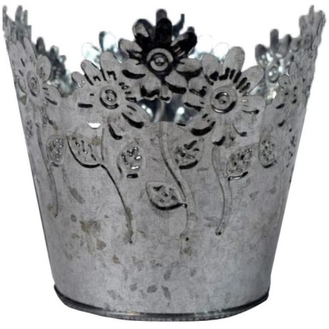 Ocynkowany Doniczka Dekoracyjna z Motywem Kwiatowym
