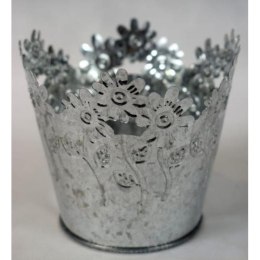 Ocynkowany Doniczka Dekoracyjna z Motywem Kwiatowym