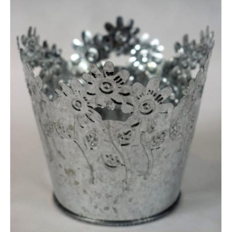 Ocynkowany Doniczka Dekoracyjna z Motywem Kwiatowym