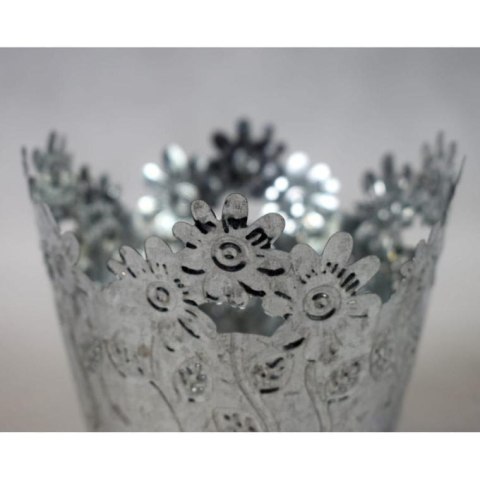 Ocynkowany Doniczka Dekoracyjna z Motywem Kwiatowym