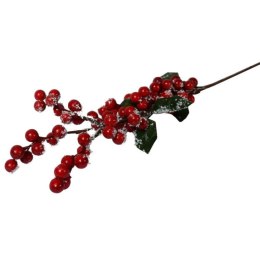 Ośnieżona gałązka jarzębinowa w kolorze czerwonym