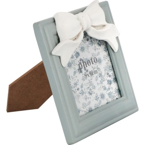 Popielata Ramka na Zdjęcia Kwadratowa z Kokardą