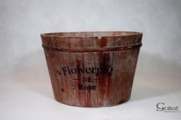 Postarzane Drewniane Wiaderko na Kwiaty lub Zioła