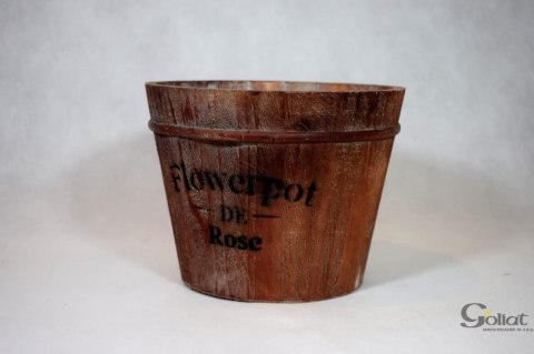 Postarzane Drewniane Wiaderko na Kwiaty lub Zioła