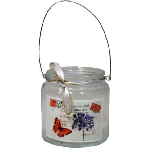 Przenośny szklany świecznik z motylkiem do dekoracji wnętrz i tarasów
