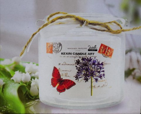 Przenośny szklany świecznik z motylkiem do dekoracji wnętrz i tarasów