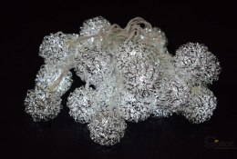 Srebrne Lampki Dekoracyjne w Kształcie Kulek ze Sprężynkami LED - 20 sztuk [DEC-15F-0002]