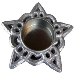 Srebrny Świecznik na Tealight w Kształcie Gwiazdy 9.5cm