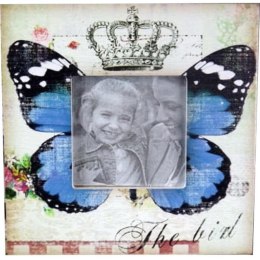 Stojąca ramka na zdjęcie z motywem kwiatowym i motylem 14,5x14,5cm