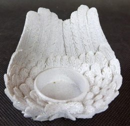 Świecznik Tealight z Białymi Opalizującymi Skrzydłami z Polirezyny