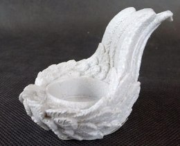 Świecznik Tealight z Białymi Opalizującymi Skrzydłami z Polirezyny