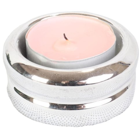 Świecznik ceramiczny na świeczkę tealight srebrny