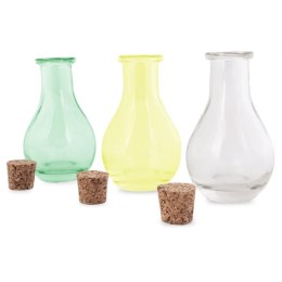 Turkusowe Szklane Butelki Dekoracyjne / Mini-Wazoniki, 3 sztuki