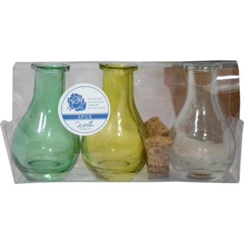 Turkusowe Szklane Butelki Dekoracyjne / Mini-Wazoniki, 3 sztuki