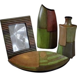 Wazon Ceramiczny Kolekcji Tropicana w Odcieniach Zielonej i Pomarańczowej Barwy 23x11x8 cm