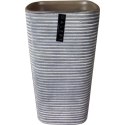 Wazon ceramiczny kwadratowy w prążki grafitowo-brązowy 11x11x20 cm
