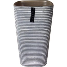 Wazon ceramiczny kwadratowy w prążki grafitowo-brązowy 11x11x20 cm