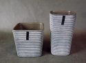 Wazon ceramiczny kwadratowy w prążki grafitowo-brązowy 11x11x20 cm