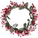 Wianek Świąteczny z Ośnieżonej Jarzębiny - Dekoracja na Stół lub Drzwi, 30cm
