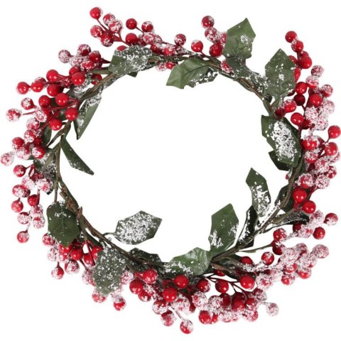 Wianek Świąteczny z Ośnieżonej Jarzębiny - Dekoracja na Stół lub Drzwi, 30cm