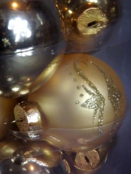 Zestaw 12 Złotych Bombek Szklanych o Średnicy 6cm w Boksie PVC