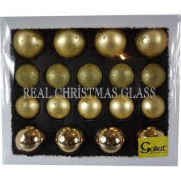 Zestaw 18 Eleganckich Złotych Bombek Szklanych o Różnych Wielkościach i Fakturach