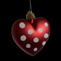 Zestaw 4 Czerwonych Bombek Choinkowych w Kształcie Serca Ozdobionych Brokatem 6cm