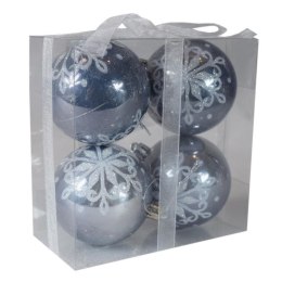 Zestaw 4 Grafitowych Bombek Choinkowych z Brokatem