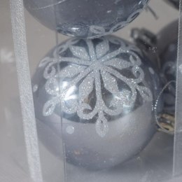 Zestaw 4 Grafitowych Bombek Choinkowych z Brokatem