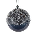 Zestaw 6 Grafitowych Bombek Lukrowanych 8 cm z Srebrnymi Sznurkami