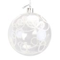 Zestaw 6 Przeźroczystych Bombek Plastikowych z Białym Brokatem, 8 cm