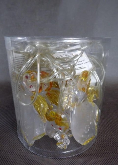 Zestaw 8 Białych Lamp LED z Figurkami Aniołków z Akrylu, Zasilanie Bateryjne, Długość 1.5m