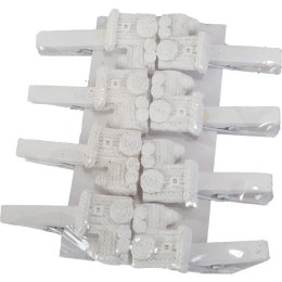 Zestaw 8 Klamerek z Figurkami Pociągów 4.5 cm - Kolor Biały