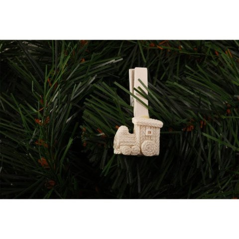 Zestaw 8 Klamerek z Figurkami Pociągów 4.5 cm - Kolor Biały