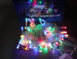 Zestaw Lampek Choinkowych LED 100szt, Multikolor, Wodoodporny, dla Wnętrza i Na Zewnątrz, Z Programatorem 8 Funkcji, Długość 5m,