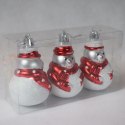 Zestaw Trzech Bombek Ozdobnych w Kształcie Bałwanków w Kolorze Biało-Czerwonym
