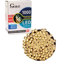 Zewnętrzne Lampki Choinkowe LED 1000 z Programatorem 8 Funkcji Świecenia i Timerem, Ciepły Biały, Zasilanie Sieciowe, 49,95 m+15