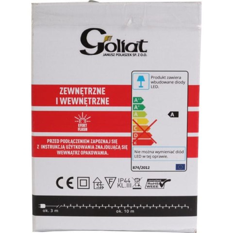 Zewnętrzne i Wewnętrzne Lampeczki Choinkowe 200 LED z Efektem Flash, Kolor Zimny Biały, Zasilanie Sieciowe, IP44, Długość 10m