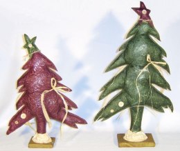 Zielona Choinka Papierowa na Drewnianej Podstawie 35 cm