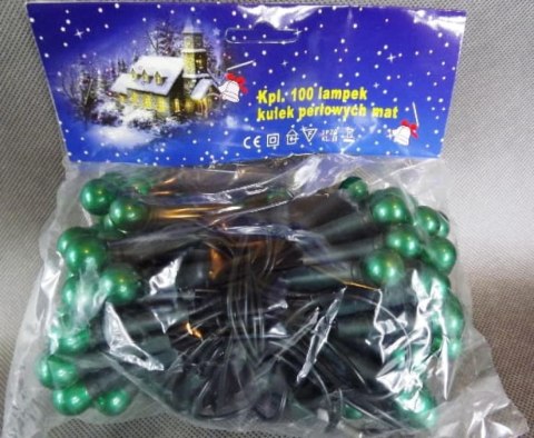 Zielone Perłowe Lampki Choinkowe 100L Zestaw na Zielonym Kablu, 6m, 220-240V Do Użycia w Środku