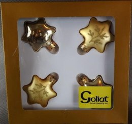 Złote Bombki Dekoracyjne w Kształcie Gwiazd - Komplet 4 Sztuk